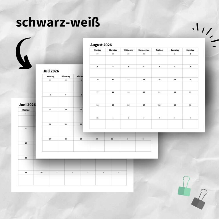 Monatsplaner-zum-Ausdrucken-2026-PDF-Kalender-kostenlos-Download-schwarz-weiß