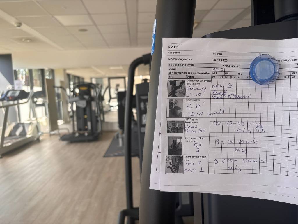 RV Fit Trainingsplan für das Gerätetraining während der ambulanten Phase